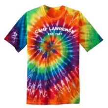 Short Sleeve Tie Dye 100% Cotton Tee - Camp Lawrence Arched Letters