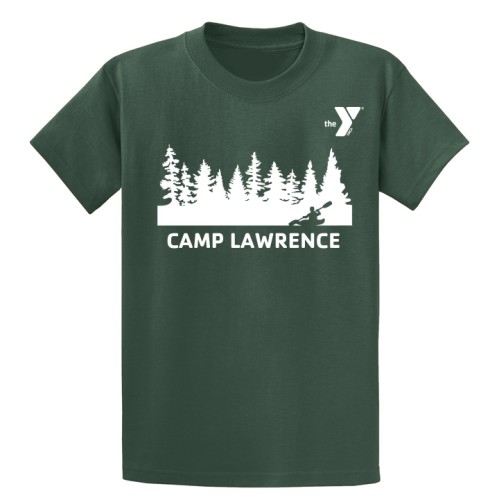 Youth Short Sleeve 100% Cotton Tee - Camp Lawrence - Linear Kayak Design