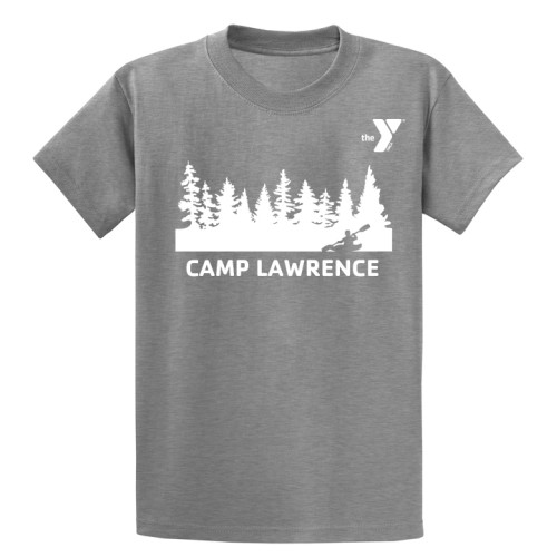 Adult Short Sleeve 100% Cotton Tee - Camp Lawrence - Linear Kayak Design